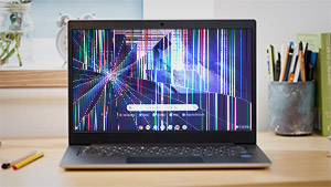 Chromebook cracked screen protected with insurance